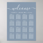 Poster Plan de table de mariage Dusty Blue 16 tables Bien (Devant)