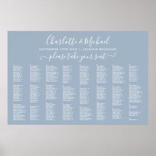 Poster Plan de table de mariage Dusty Blue 300 noms