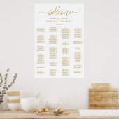 Poster Plan de table de mariage écriture dorée sautillant (Cuisine)