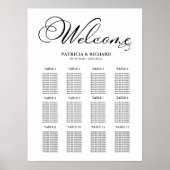 Poster Plan de table de mariage élégant 12 tables (Devant)