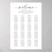 Poster Plan de table de mariage élégant 16 tables Bienven (Devant)