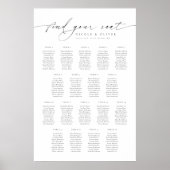 Poster Plan de table de mariage élégant 18 tables (Devant)