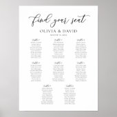 Poster Plan de table de mariage élégant 8 tables (Devant)