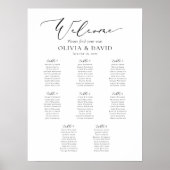 Poster Plan de table de mariage élégant 8 tables (Devant)