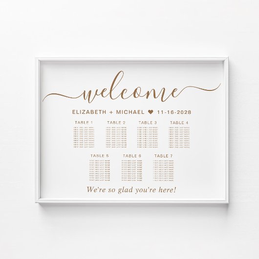 Poster Plan de table de mariage élégant à 7 tables avec é
