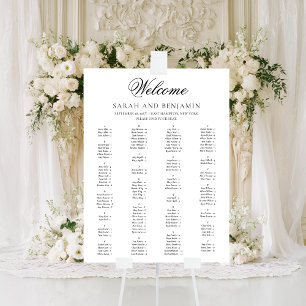 Poster Plan de table de mariage élégant à l'écriture noir