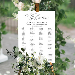 Poster Plan de table de mariage élégant à l'écriture noir