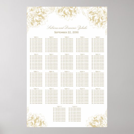 Poster Plan de table de mariage élégant aux fleurs de piv (Devant)
