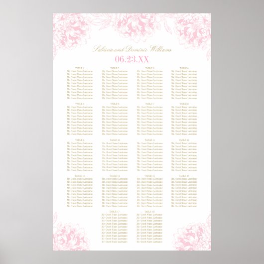 Poster Plan de table de mariage élégant aux pivoines en o (Devant)