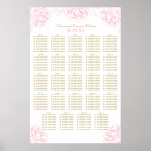 Poster Plan de table de mariage élégant aux pivoines rose