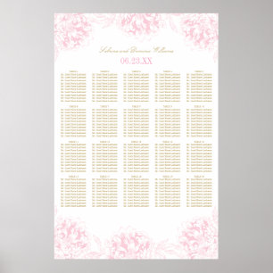Poster Plan de table de mariage élégant aux pivoines rose