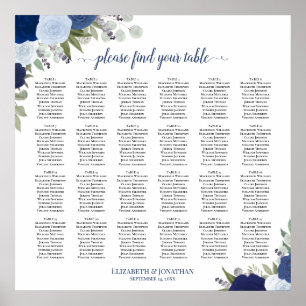 Poster Plan de table de mariage élégant avec 24 tables et