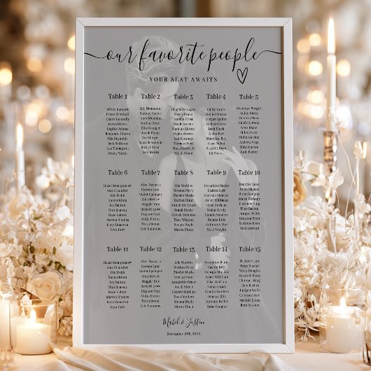 Poster Plan de table de mariage élégant avec photo