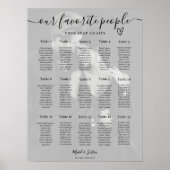 Poster Plan de table de mariage élégant avec photo (Devant)