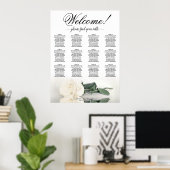 Poster Plan de table de mariage élégant avec rose blanche (Bureau à domicile)