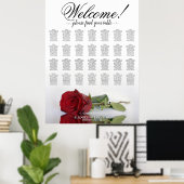 Poster Plan de table de mariage élégant avec rose rouge 2 (Bureau à domicile)