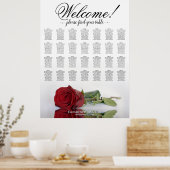 Poster Plan de table de mariage élégant avec rose rouge 2 (Cuisine)