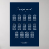 Poster Plan de table de mariage élégant bleu 14 (Devant)
