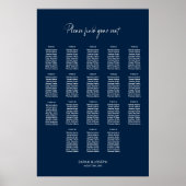 Poster Plan de table de mariage élégant bleu 18 tables (Devant)