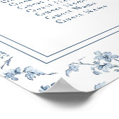Poster Plan de table de mariage élégant bleu chinoiserie (Coin)