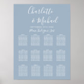 Poster Plan de table de mariage élégant bleu poussiéreux  (Devant)