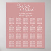 Poster Plan de table de mariage élégant écriture Dusty Ro (Devant)