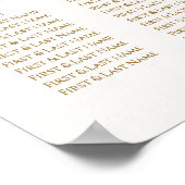Poster Plan de table de mariage élégant en écriture dorée (Coin)