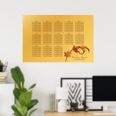 Poster Plan de table de mariage élégant en feuilles jaune (Bureau à domicile)