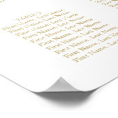 Poster Plan de table de mariage élégant en or Chic (Coin)