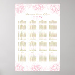 Poster Plan de table de mariage élégant en or rose avec f
