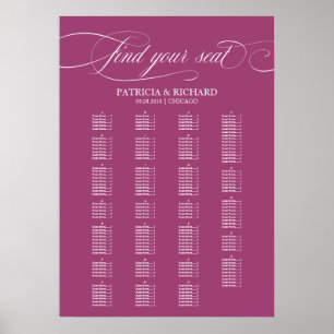 Poster Plan de table de mariage élégant et alphabétique C