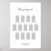 Poster Plan de table de mariage élégant et simple pour 13 (Devant)