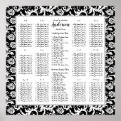 Poster Plan de table de mariage élégant noir et blanc à m (Devant)