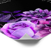 Poster Plan de table de mariage élégant noir et violet (Coin)