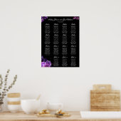 Poster Plan de table de mariage élégant noir et violet (Cuisine)