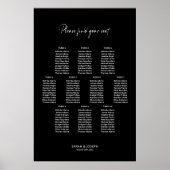 Poster Plan de table de mariage élégant noir pour 10 tabl (Devant)