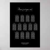 Poster Plan de table de mariage élégant noir pour 13 tabl (Devant)