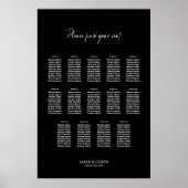 Poster Plan de table de mariage élégant noir pour 14 tabl (Devant)