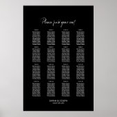 Poster Plan de table de mariage élégant noir pour 16 tabl (Devant)