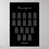 Poster Plan de table de mariage élégant noir pour 17 tabl (Devant)