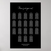 Poster Plan de table de mariage élégant noir pour 18 tabl (Devant)