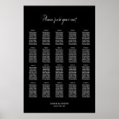 Poster Plan de table de mariage élégant noir pour 20 tabl (Devant)
