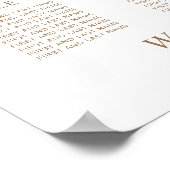 Poster Plan de table de mariage élégant or script 12 (Coin)