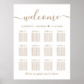 Poster Plan de table de mariage élégant or script 12 (Devant)