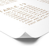 Poster Plan de table de mariage élégant or script 16 (Coin)