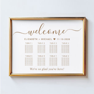 Poster Plan de table de mariage élégant or script 8