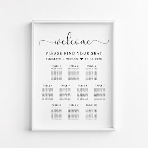 Poster Plan de table de mariage élégant pour 10 tables