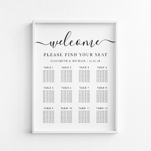 Poster Plan de table de mariage élégant pour 12 tables