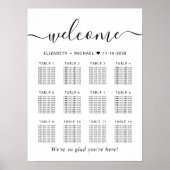 Poster Plan de table de mariage élégant pour 12 tables (Devant)