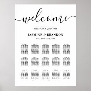 Poster Plan de table de mariage élégant pour 15 tables